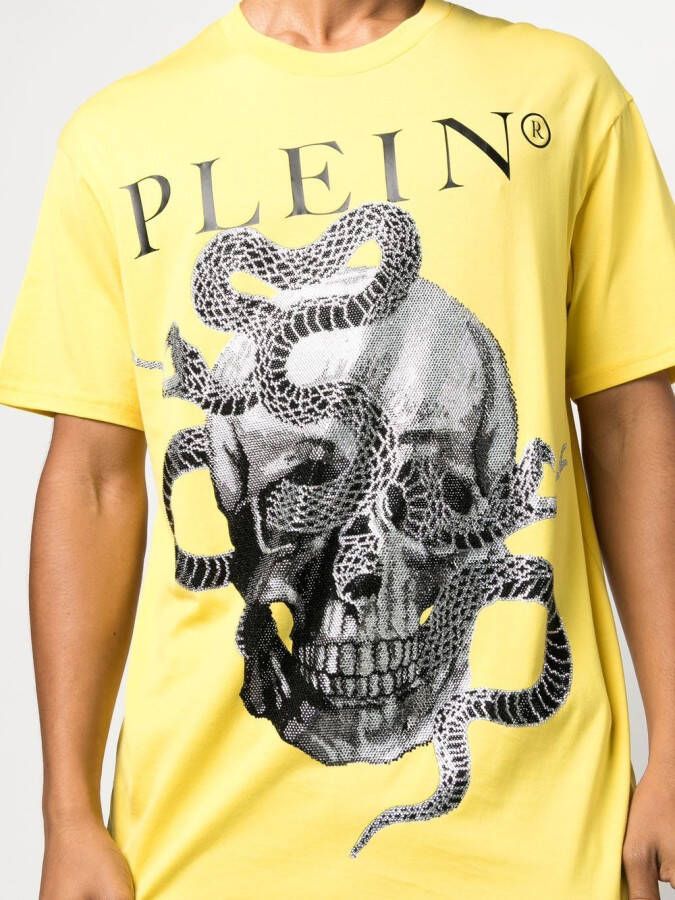 Philipp Plein T-shirt met slangenprint Geel
