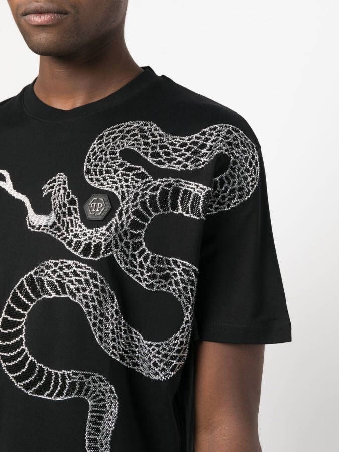 Philipp Plein T-shirt met slangenprint Zwart