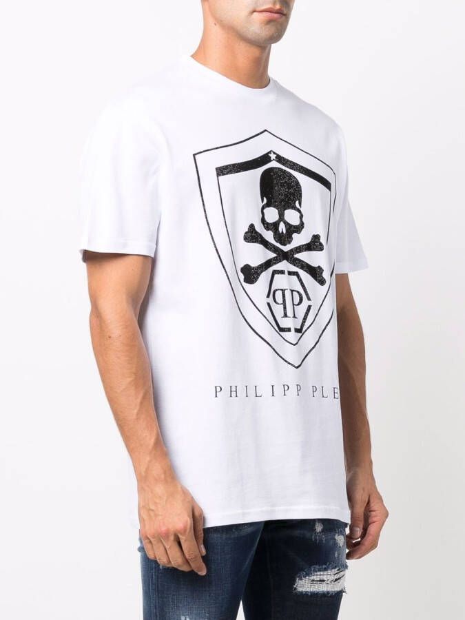 Philipp Plein T-shirt met stras logo Wit