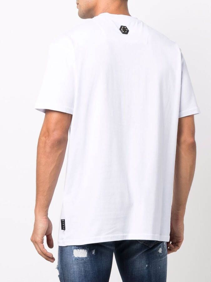 Philipp Plein T-shirt met stras logo Wit