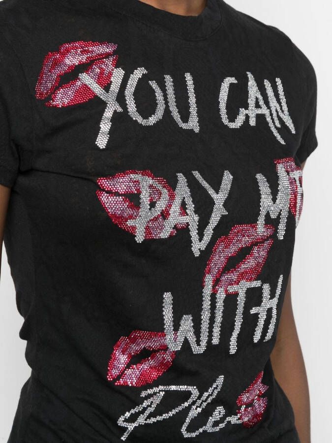 Philipp Plein T-shirt verfraaid met stras Zwart