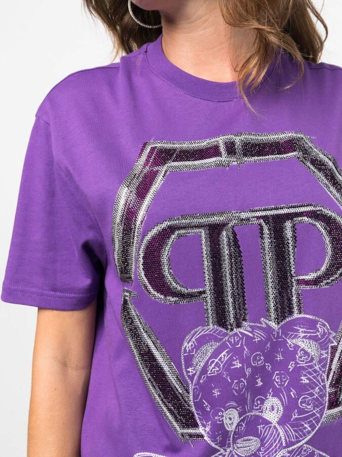 Philipp Plein T-shirt met teddybeerprint Paars