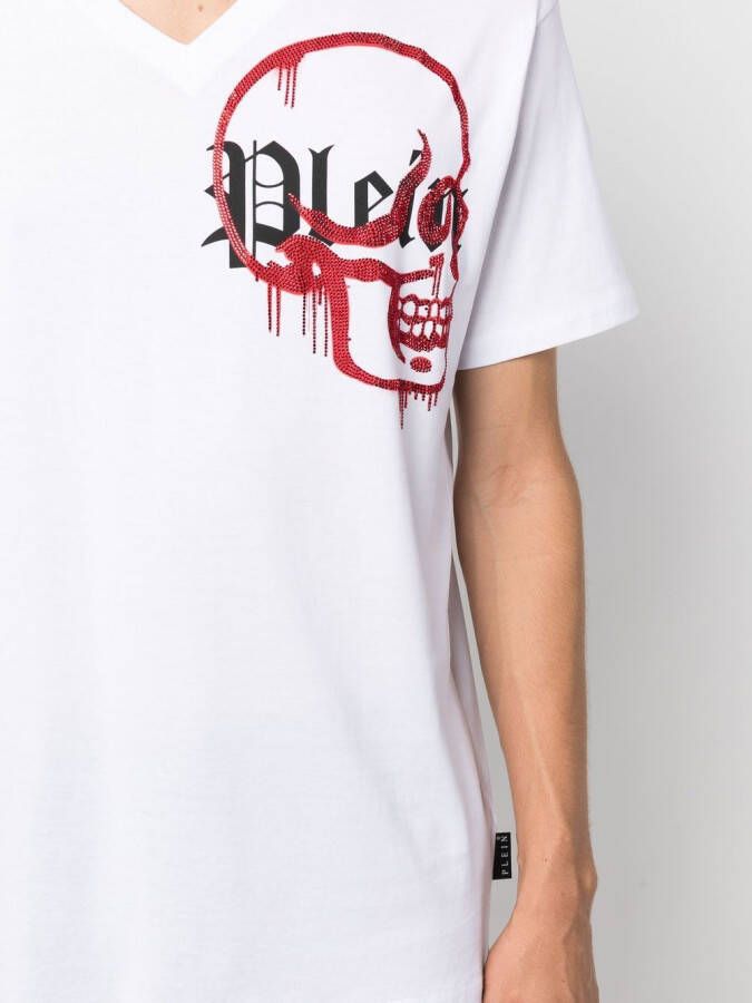 Philipp Plein T-shirt met V-hals Wit