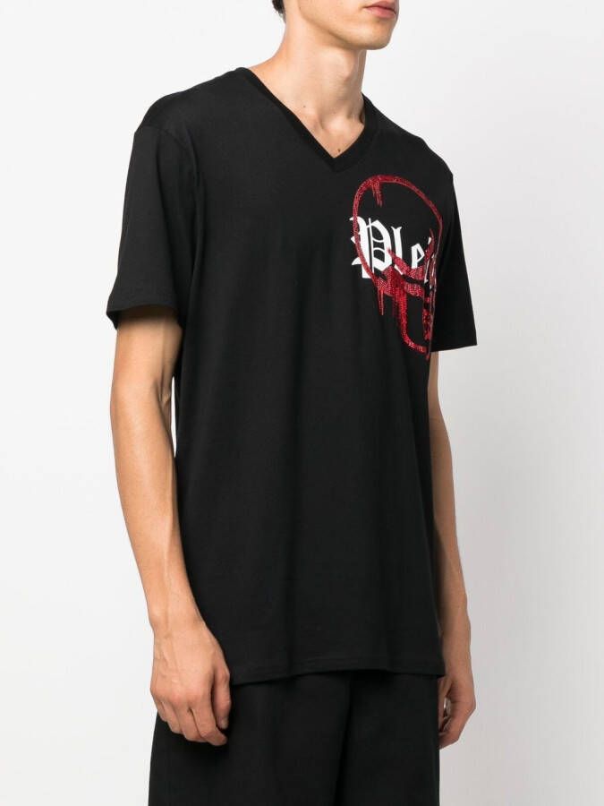 Philipp Plein T-shirt met V-hals Zwart