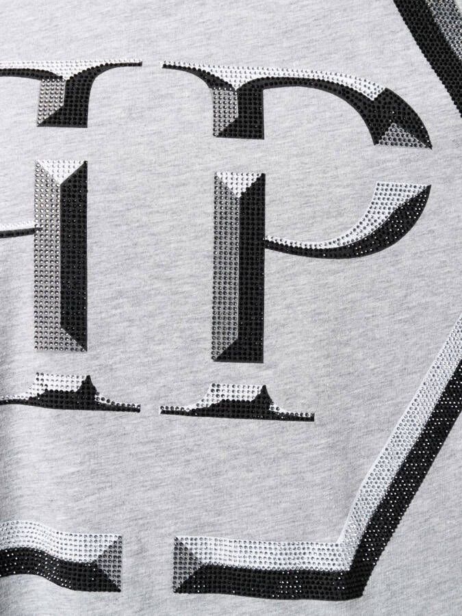 Philipp Plein T-shirt met verfraaid logo Grijs