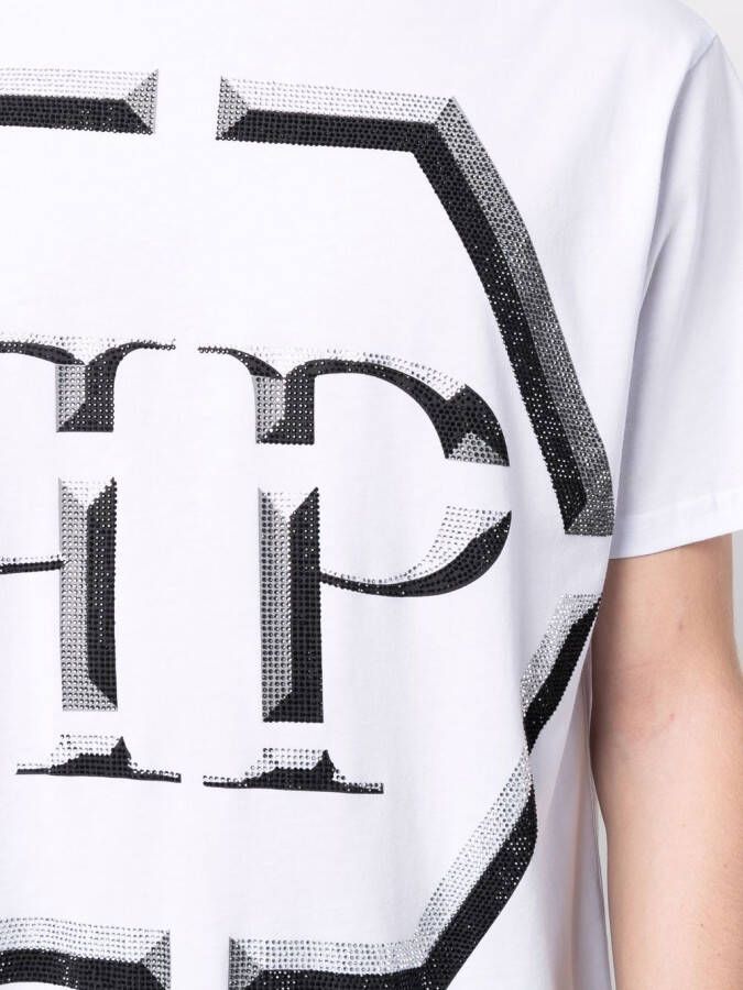 Philipp Plein T-shirt met verfraaid logo Wit