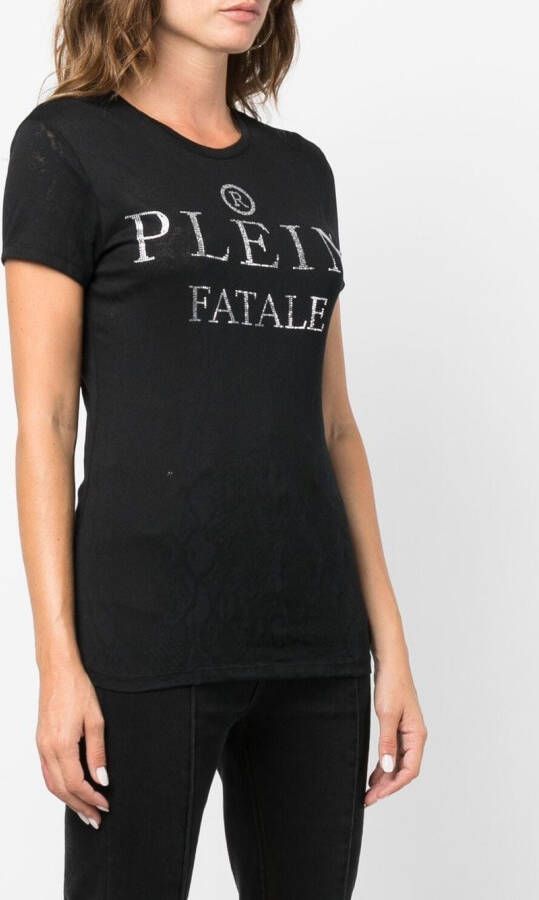 Philipp Plein T-shirt met verfraaid logo Zwart