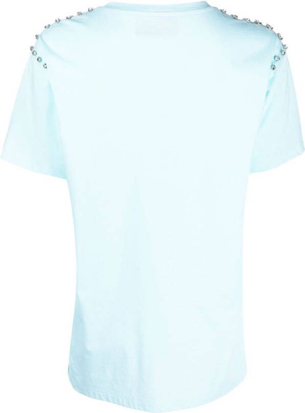 Philipp Plein T-shirt verfraaid met kristallen Blauw