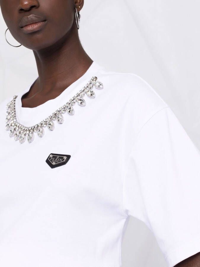 Philipp Plein T-shirt verfraaid met kristallen Wit
