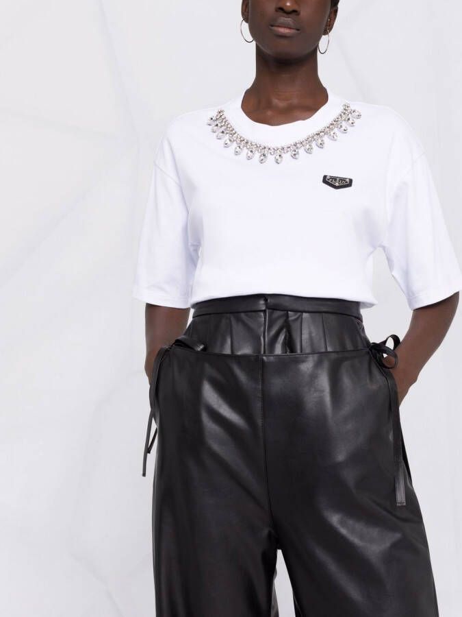 Philipp Plein T-shirt verfraaid met kristallen Wit