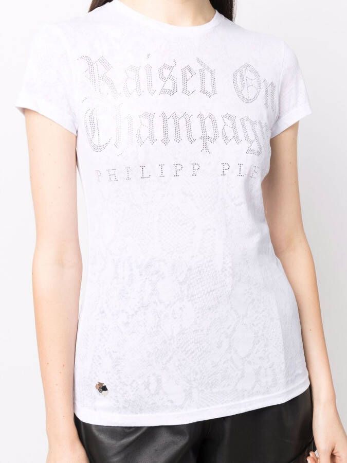 Philipp Plein T-shirt verfraaid met kristallen Wit