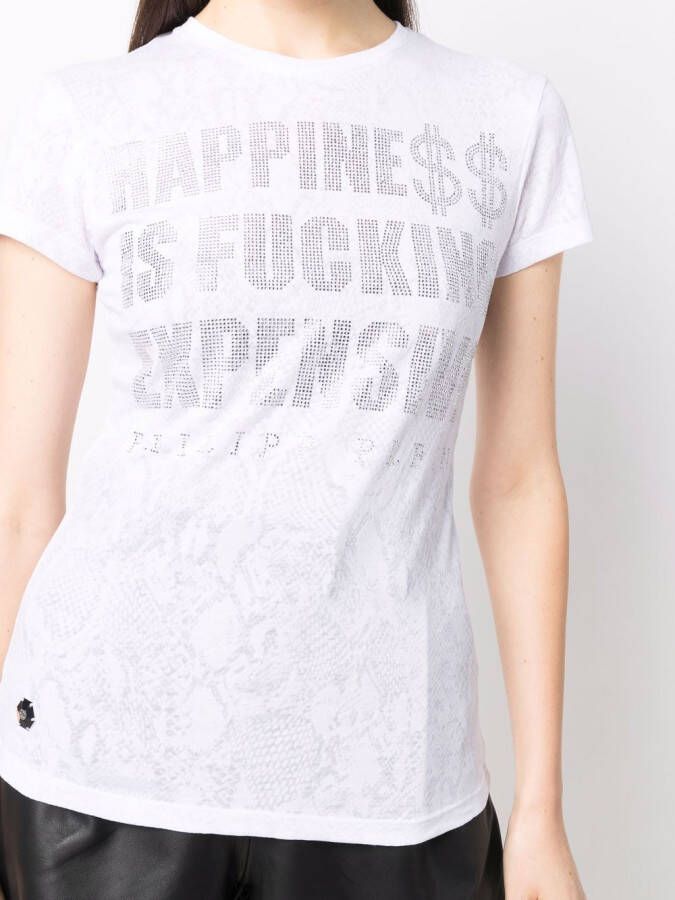 Philipp Plein T-shirt verfraaid met kristallen Wit