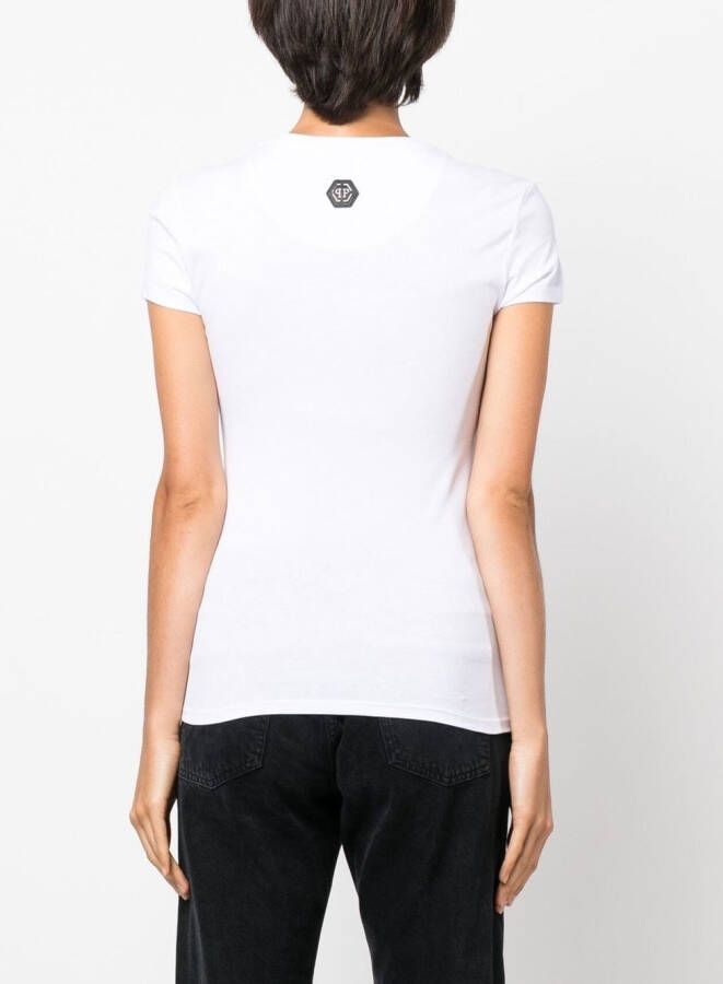 Philipp Plein T-shirt verfraaid met kristallen Wit