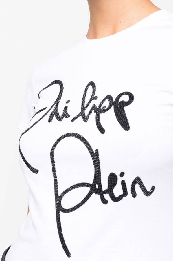 Philipp Plein T-shirt verfraaid met kristallen Wit