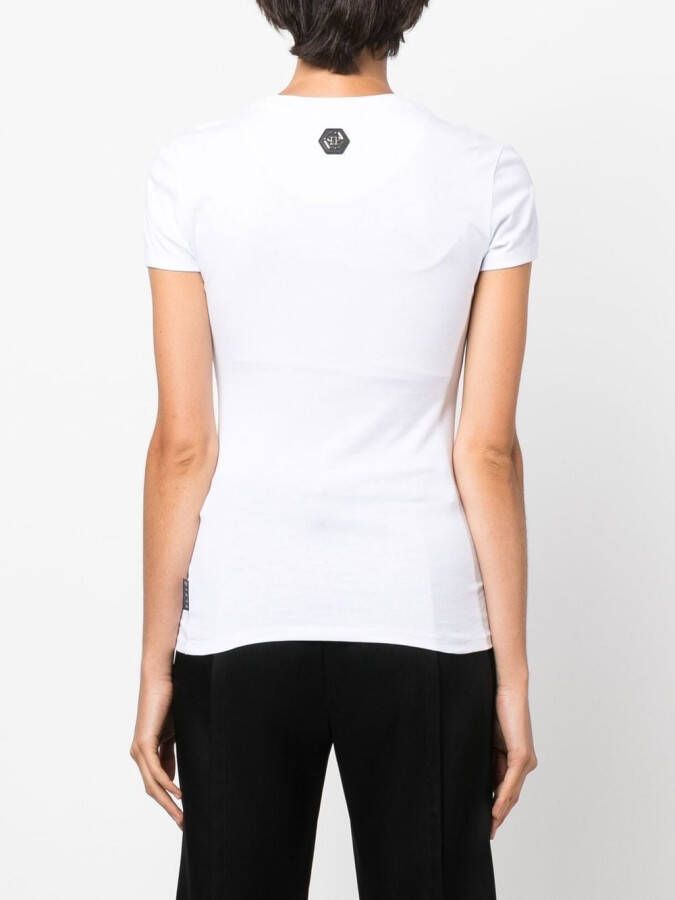 Philipp Plein T-shirt verfraaid met kristallen Wit