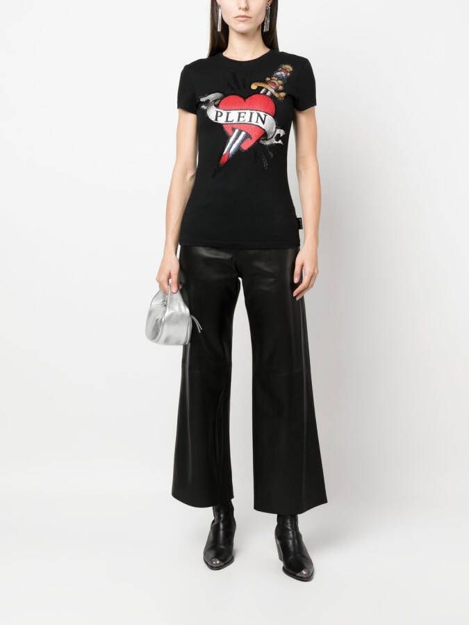 Philipp Plein T-shirt verfraaid met kristallen Zwart