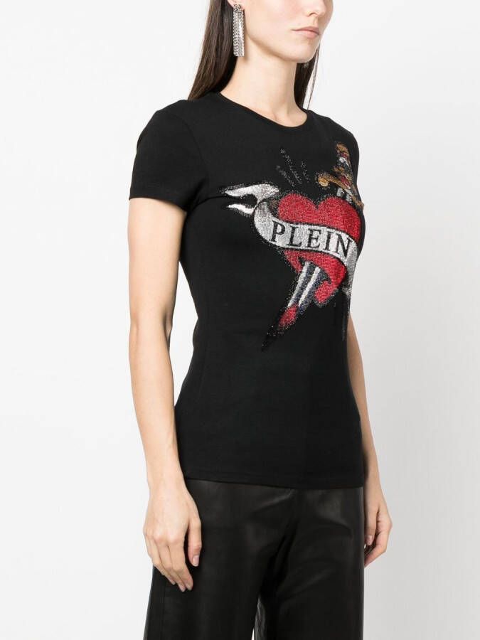 Philipp Plein T-shirt verfraaid met kristallen Zwart