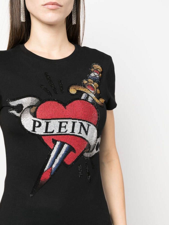 Philipp Plein T-shirt verfraaid met kristallen Zwart