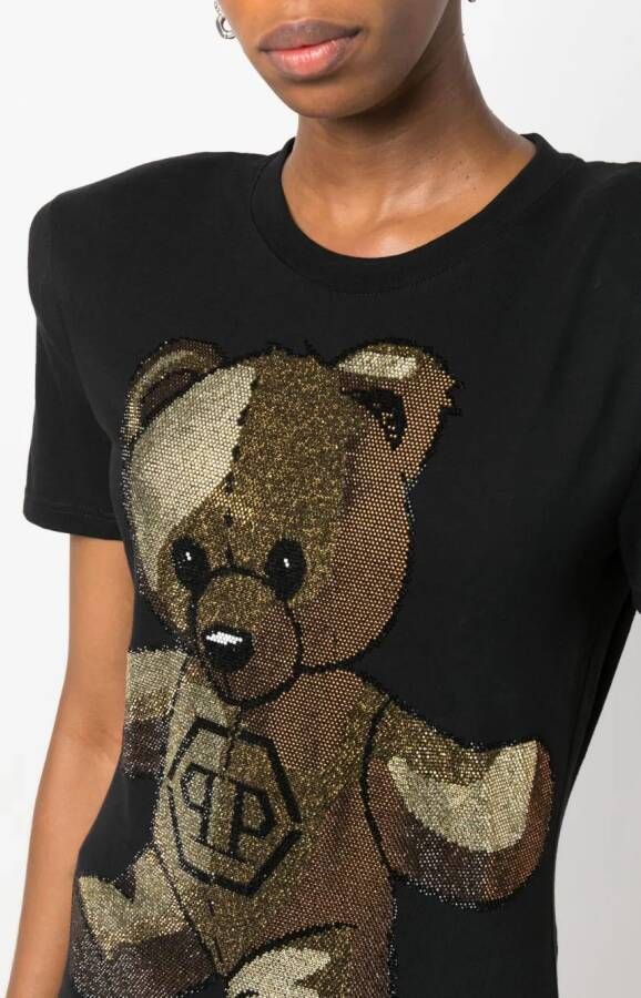 Philipp Plein T-shirt verfraaid met kristallen Zwart