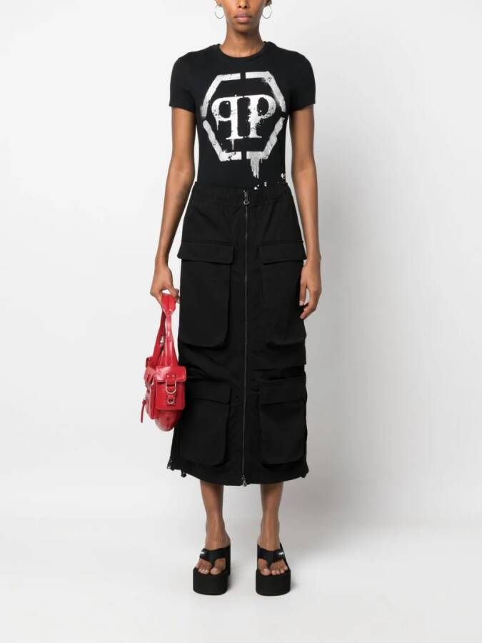 Philipp Plein T-shirt verfraaid met kristallen Zwart