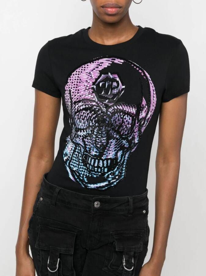Philipp Plein T-shirt verfraaid met kristallen Zwart