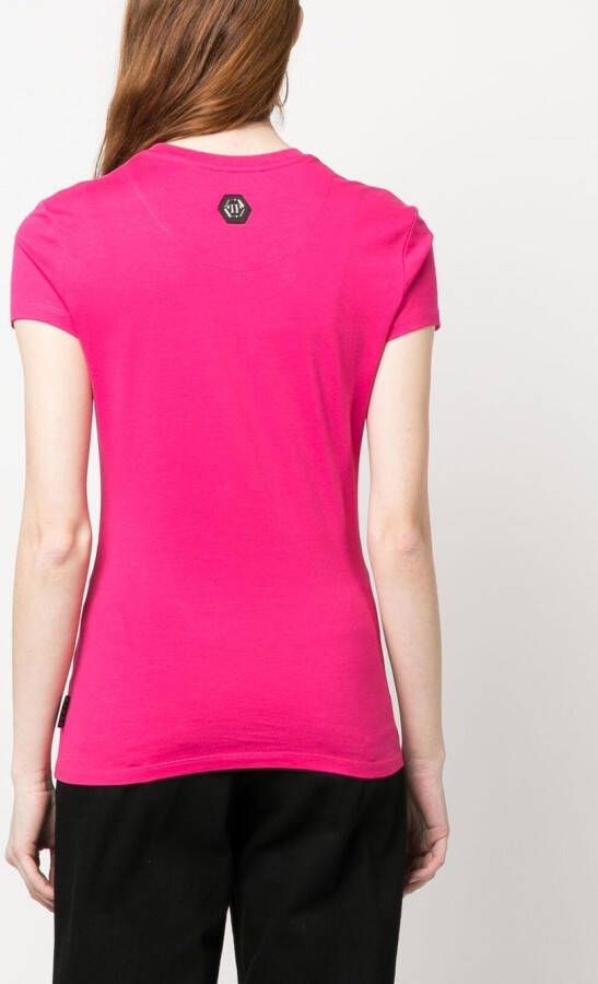 Philipp Plein T-shirt verfraaid met logo Roze