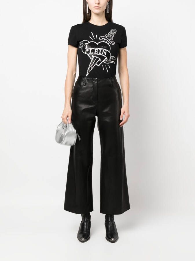 Philipp Plein T-shirt verfraaid met logo Zwart
