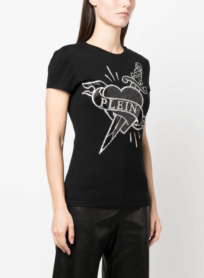 Philipp Plein T-shirt verfraaid met logo Zwart