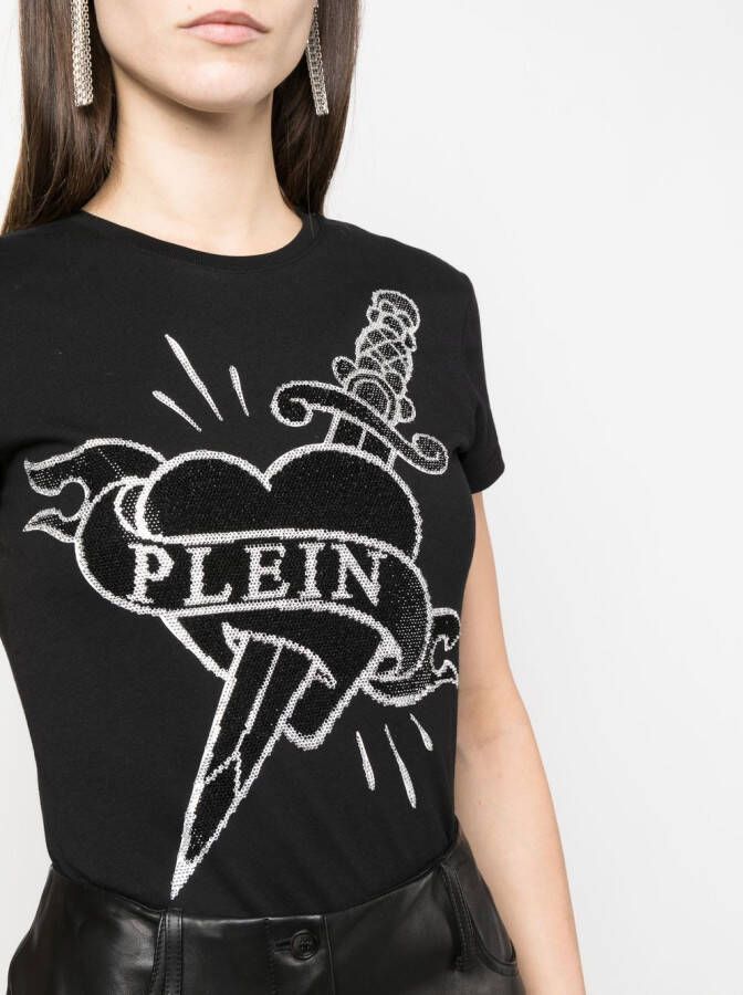 Philipp Plein T-shirt verfraaid met logo Zwart