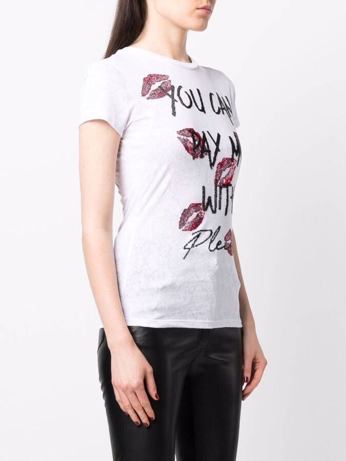 Philipp Plein T-shirt verfraaid met stras Wit