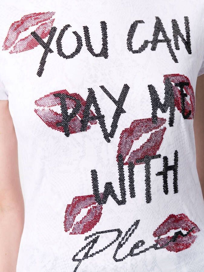 Philipp Plein T-shirt verfraaid met stras Wit
