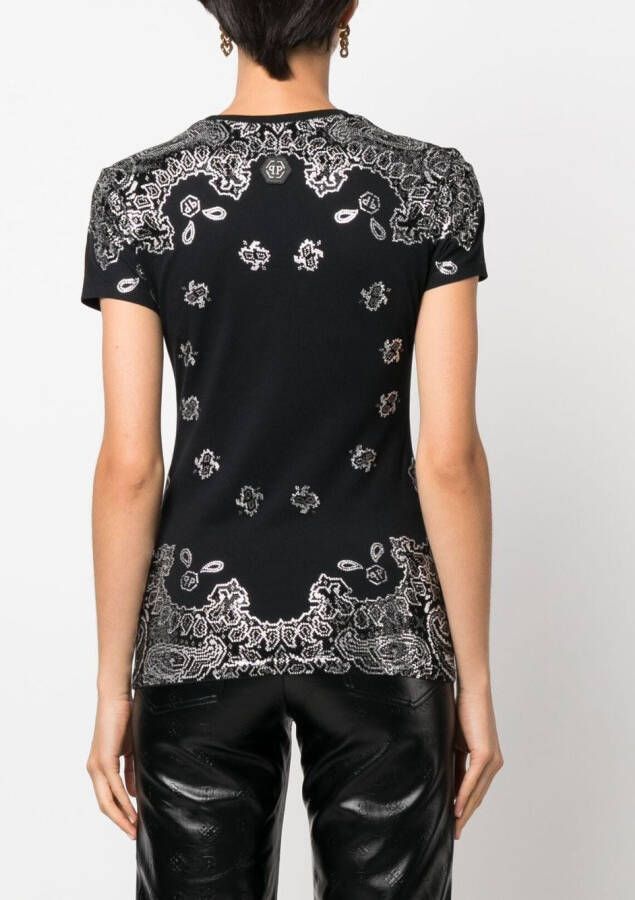 Philipp Plein T-shirt verfraaid met stras Zwart