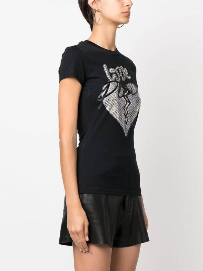 Philipp Plein T-shirt verfraaid met stras Zwart