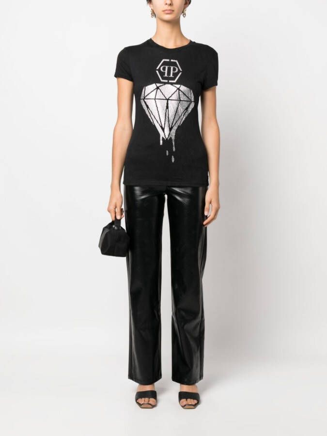 Philipp Plein T-shirt verfraaid met stras Zwart