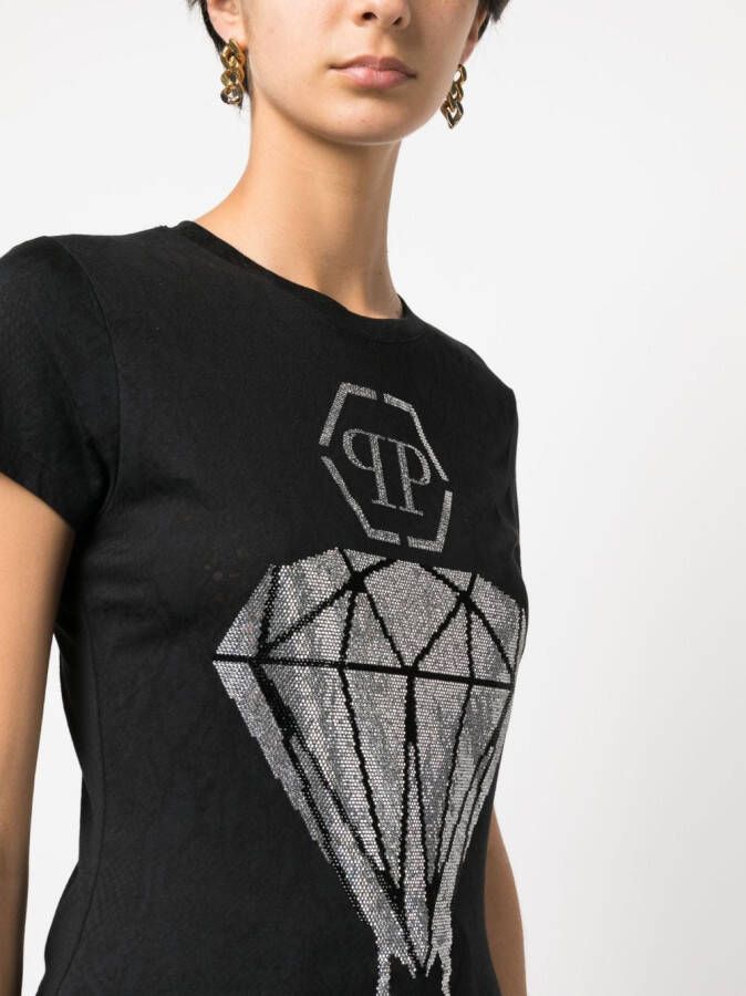 Philipp Plein T-shirt verfraaid met stras Zwart
