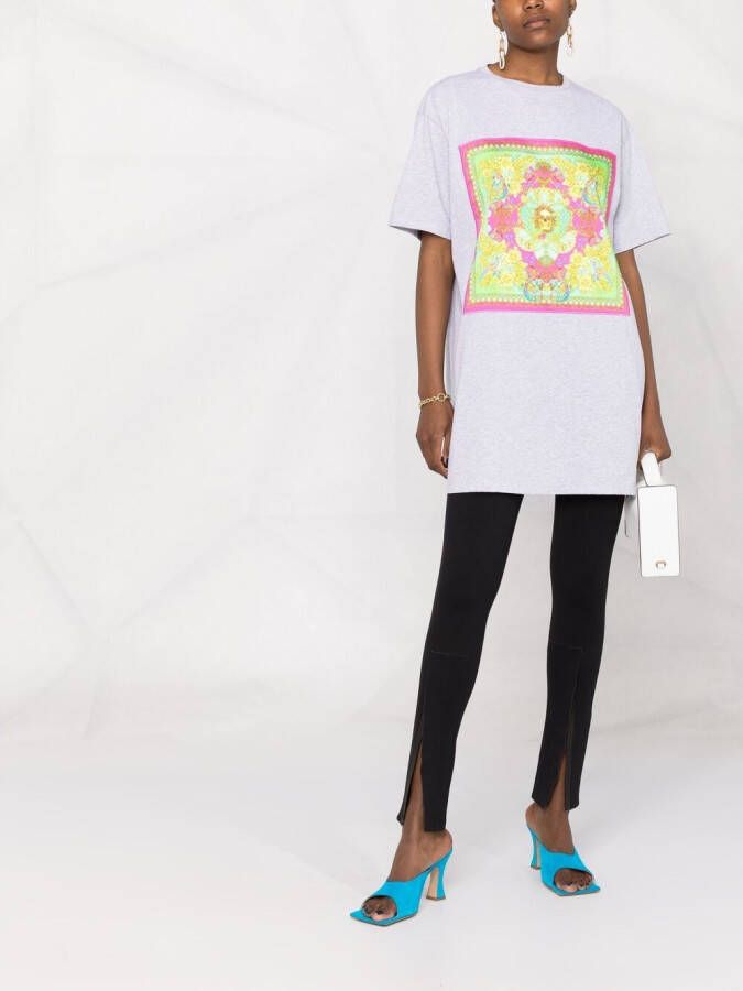 Philipp Plein T-shirtjurk met barokprint Grijs