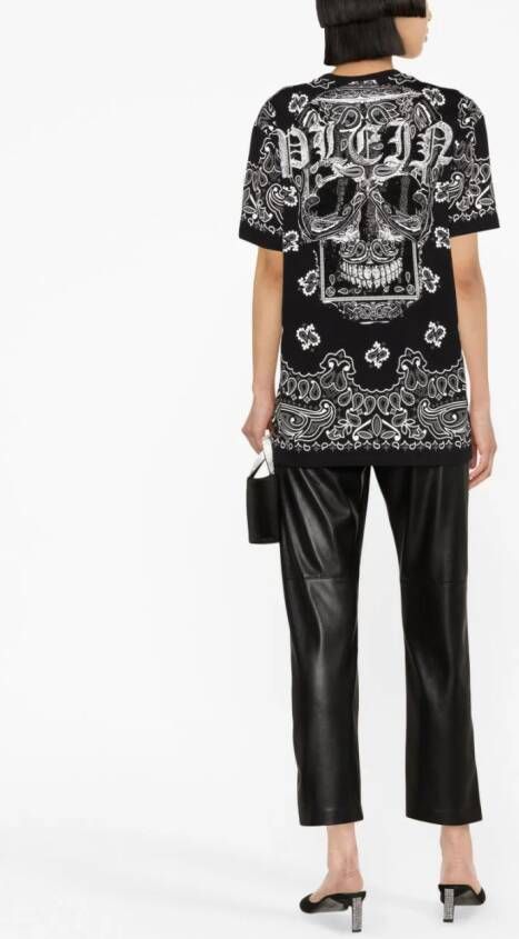 Philipp Plein Top met paisley-print Zwart