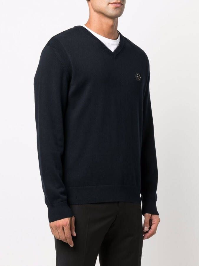 Philipp Plein Trui met logopatch Blauw