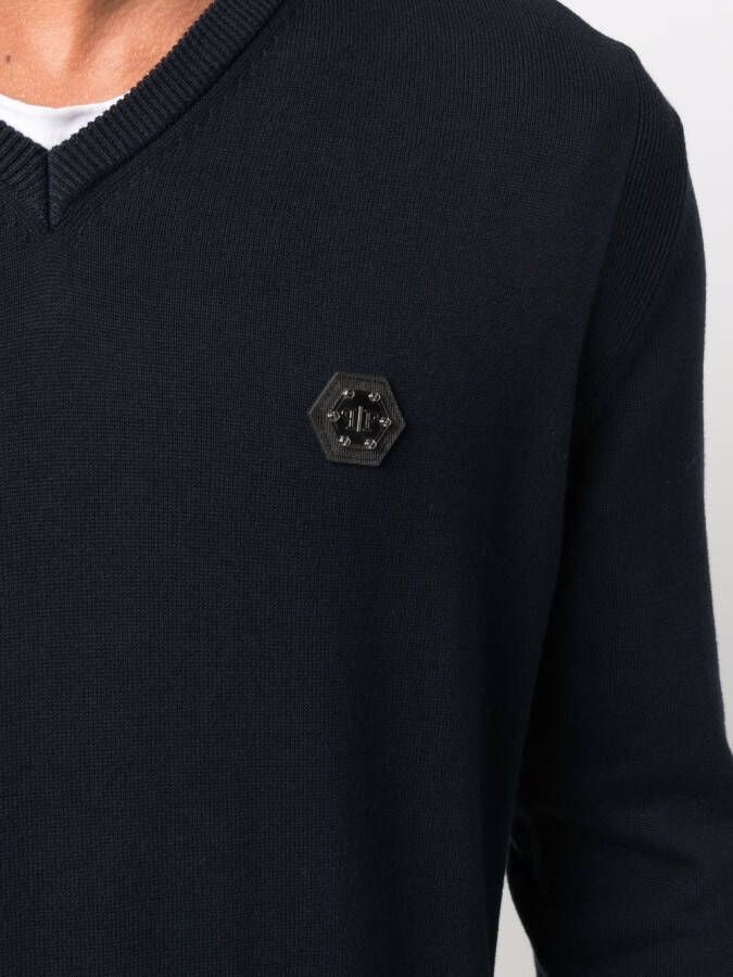 Philipp Plein Trui met logopatch Blauw