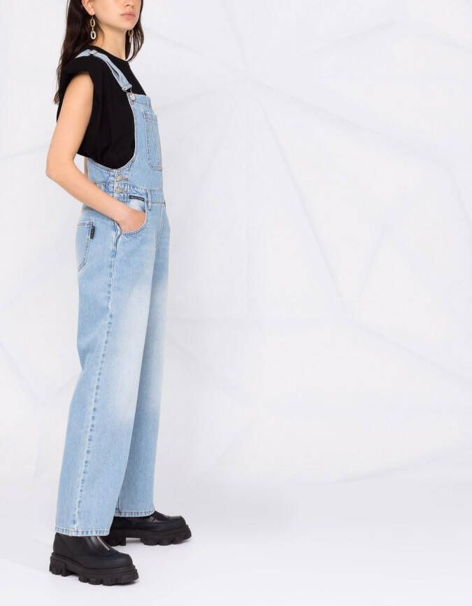 Philipp Plein Tuinbroek met logopatch Blauw