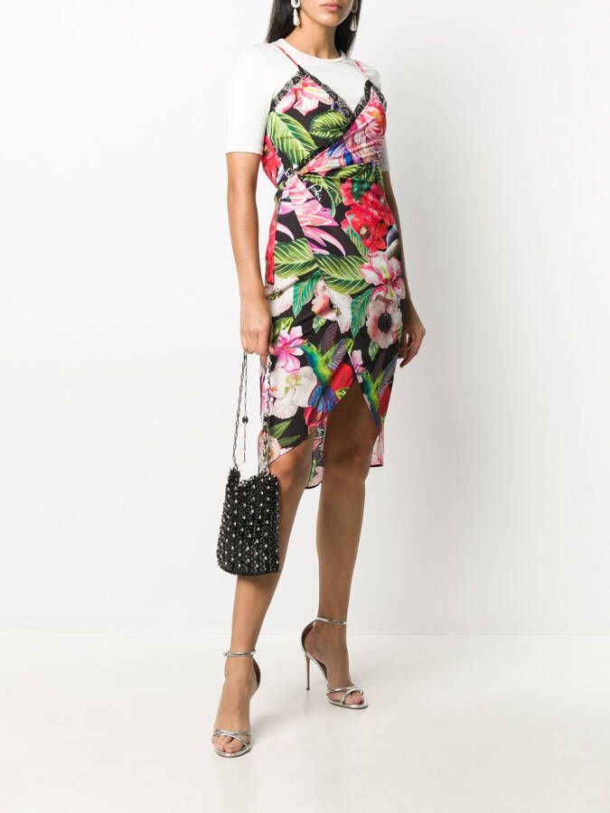 Philipp Plein Wikkeljurk met bloemenprint Zwart