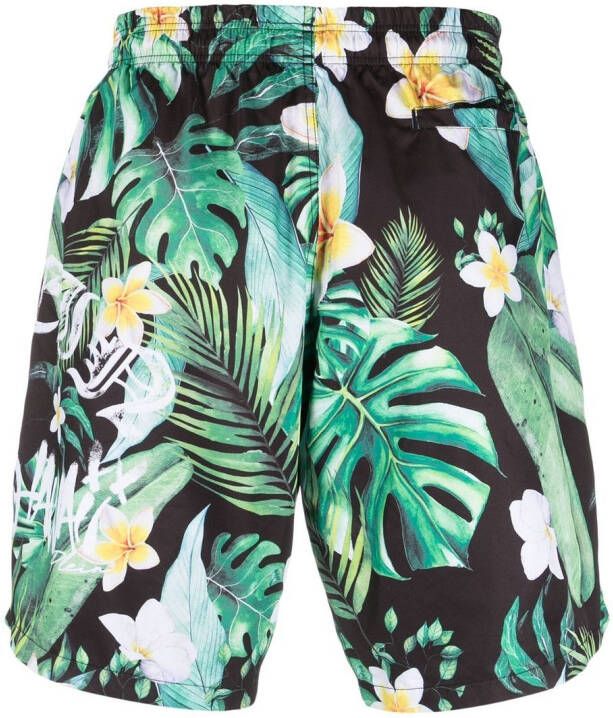 Philipp Plein Zwembroek met bloemenprint Groen