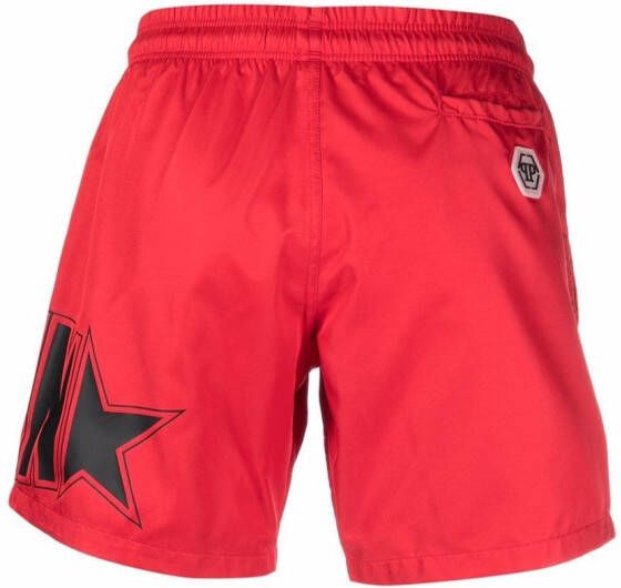 Philipp Plein Zwembroek met logoprint Rood
