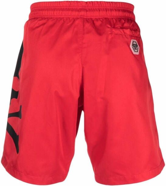 Philipp Plein Zwembroek met logoprint Rood