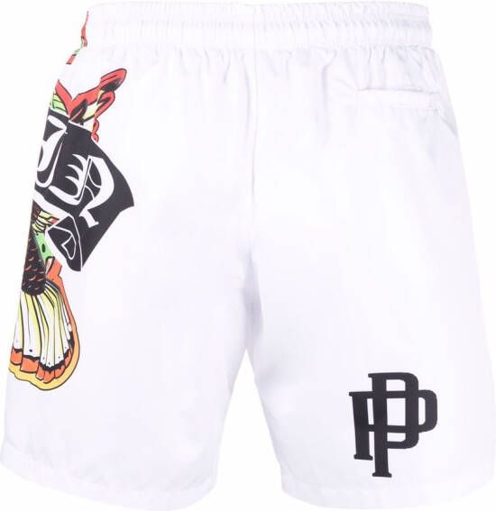 Philipp Plein Zwembroek met logoprint Wit