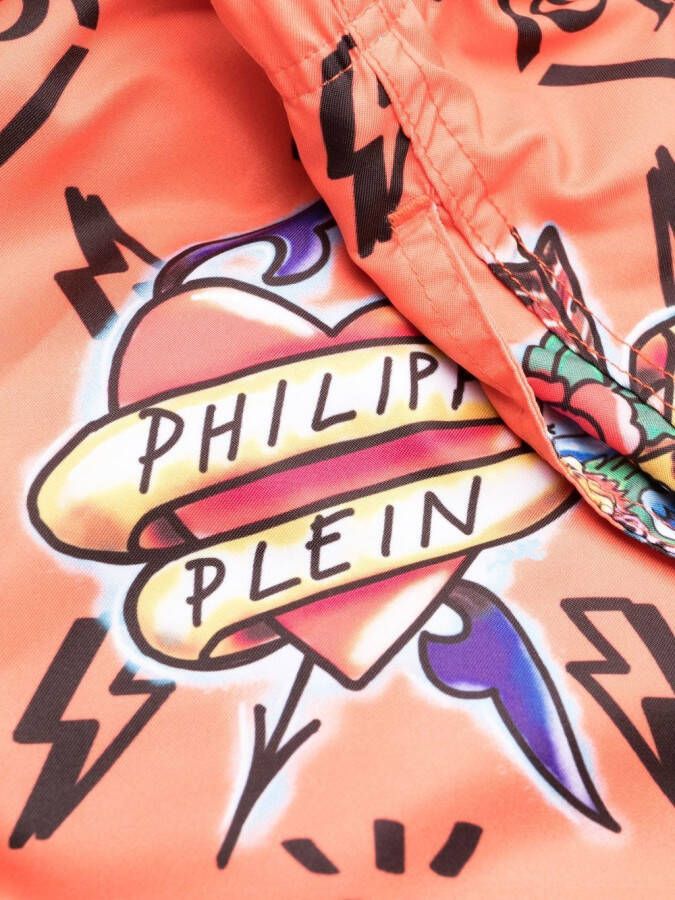 Philipp Plein Zwembroek met monogramprint Oranje