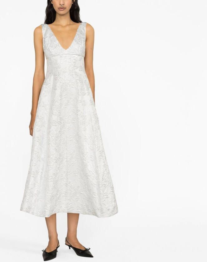 Philosophy Di Lorenzo Serafini Jurk met geborduurde bloemen Zilver