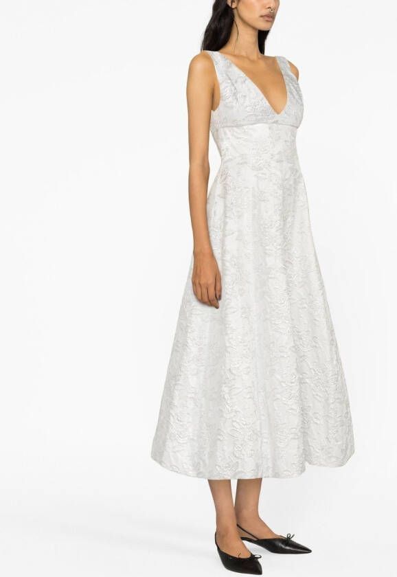 Philosophy Di Lorenzo Serafini Jurk met geborduurde bloemen Zilver