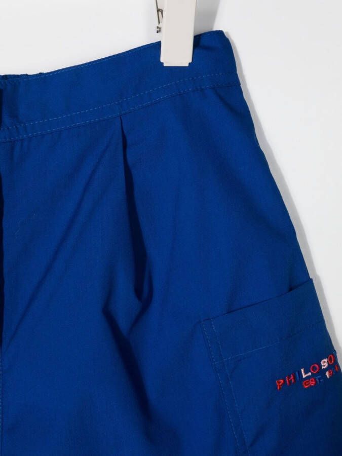 Philosophy Di Lorenzo Serafini Kids Shorts verfraaid met logo Blauw