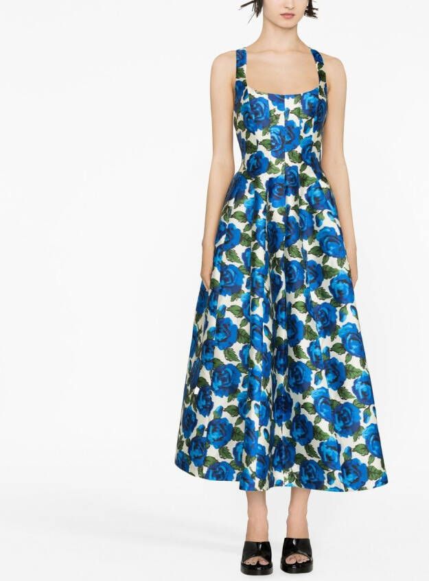 Philosophy Di Lorenzo Serafini Midi-jurk met bloemenprint Blauw